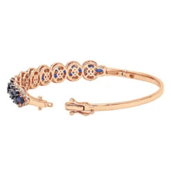 Blue Sapphire And Diamond Bangle Bracelet For Women 14K White Gold 9.5CT LUXURMAN -Urban Jewels Shop jewelry blue sapphire and diamond bangle bracelet for women 14k gold 95ct luxurman backro