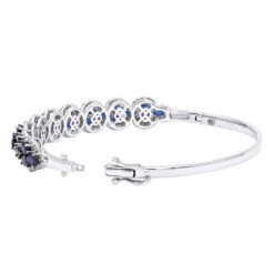 Blue Sapphire And Diamond Bangle Bracelet For Women 14K White Gold 9.5CT LUXURMAN -Urban Jewels Shop jewelry blue sapphire and diamond bangle bracelet for women 14k gold 95ct luxurman backwh