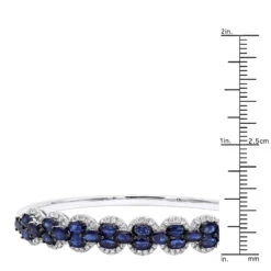 Blue Sapphire And Diamond Bangle Bracelet For Women 14K White Gold 9.5CT LUXURMAN -Urban Jewels Shop jewelry blue sapphire and diamond bangle bracelet for women 14k gold 95ct luxurman rulerwh