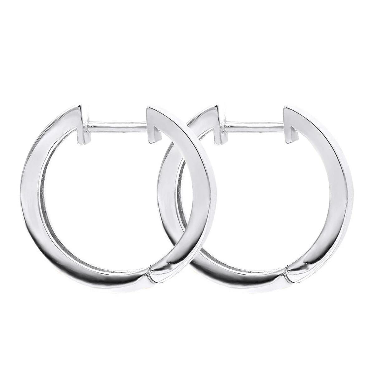 Classy Small 1/2 Inch Diamond Hoop Earrings 14K Yellow Gold Huggies Round Diamonds 4 Classy Small 1/2 Inch Diamond Hoop Earrings 14K Yellow Gold Huggies Round Diamonds - Image 4