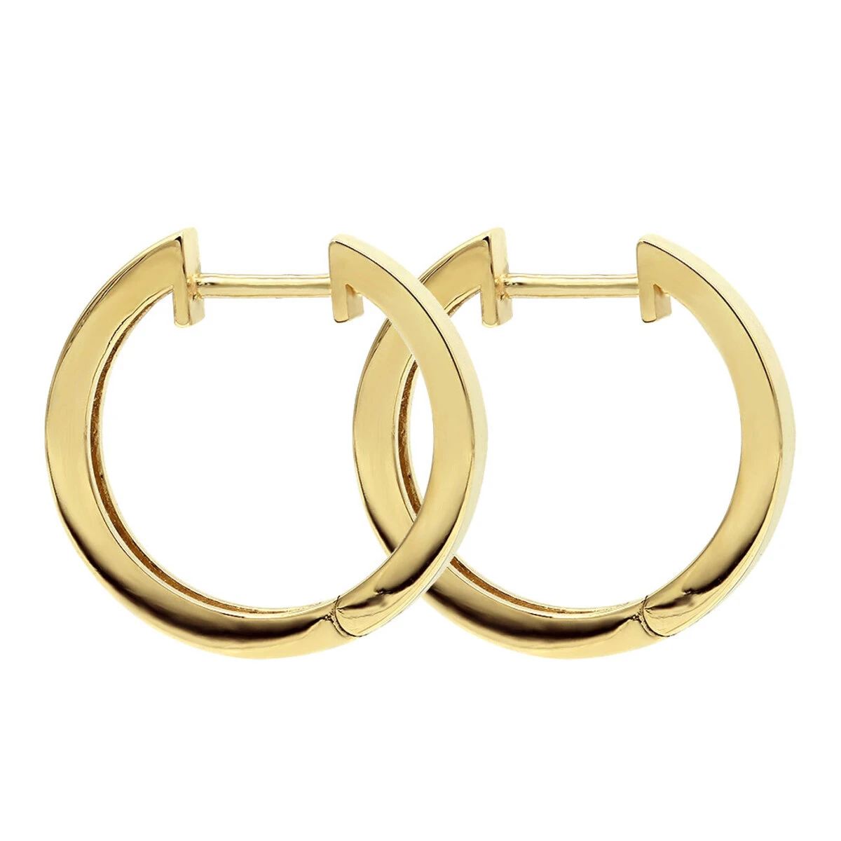 Classy Small 1/2 Inch Diamond Hoop Earrings 14K Yellow Gold Huggies Round Diamonds 5 Classy Small 1/2 Inch Diamond Hoop Earrings 14K Yellow Gold Huggies Round Diamonds - Image 5