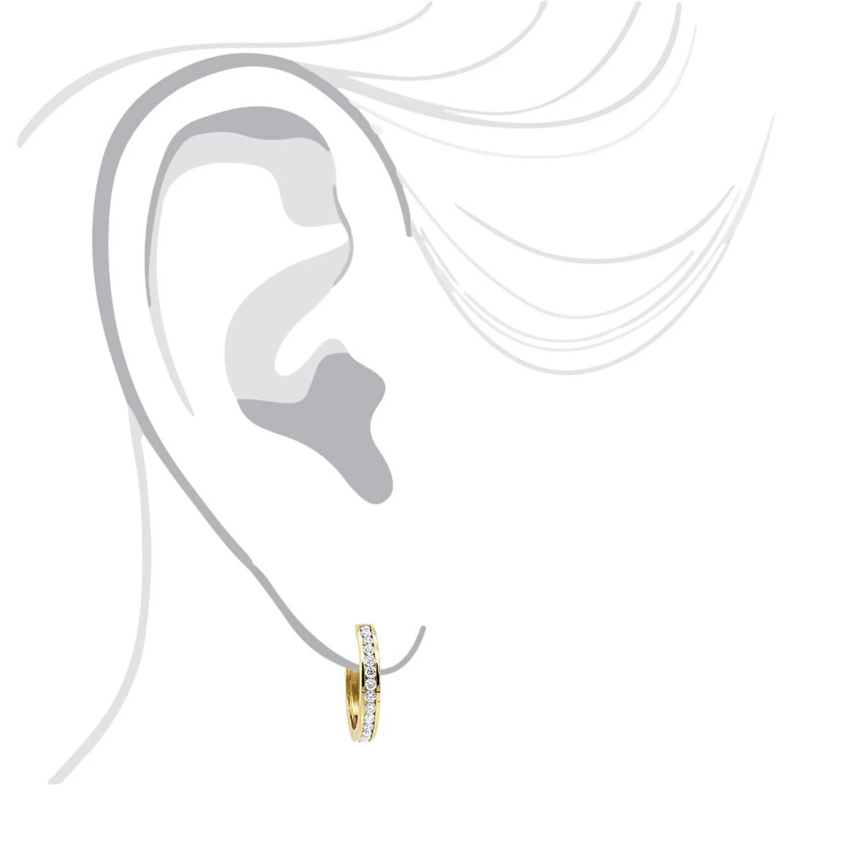 Classy Small 1/2 Inch Diamond Hoop Earrings 14K Yellow Gold Huggies Round Diamonds 7 Classy Small 1/2 Inch Diamond Hoop Earrings 14K Yellow Gold Huggies Round Diamonds - Image 7