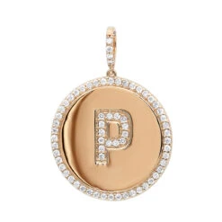 Customizable 14K Yellow Gold Diamond Circle Alphabet Pendant For Women 0.7ct Medallion -Urban Jewels Shop jewelry customizable 14k gold diamond circle alphabet pendant for women 07ct medallion ro