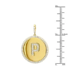 Customizable 14K Yellow Gold Diamond Circle Alphabet Pendant For Women 0.7ct Medallion -Urban Jewels Shop jewelry customizable 14k gold diamond circle alphabet pendant for women 07ct medallion rulerye