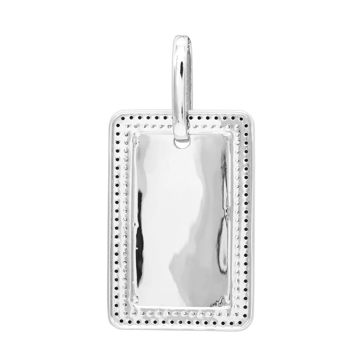 Engravable 2 Carat Black And White Diamond Dog Tag Pendant For Men 14K White Gold 4 Engravable 2 Carat Black And White Diamond Dog Tag Pendant For Men 14K White Gold - Image 4