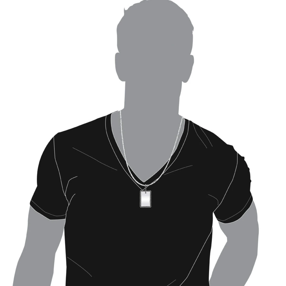 Engravable 2 Carat Black And White Diamond Dog Tag Pendant For Men 14K White Gold 7 Engravable 2 Carat Black And White Diamond Dog Tag Pendant For Men 14K White Gold - Image 7