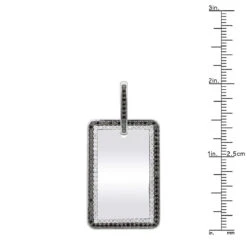 Engravable 2 Carat Black And White Diamond Dog Tag Pendant For Men 14K White Gold 15 Engravable 2 Carat Black And White Diamond Dog Tag Pendant For Men 14K White Gold -Urban Jewels Shop jewelry engravable 2 carat black and white diamond dog tag pendant for men 14k gold 000868 rulerwh 1