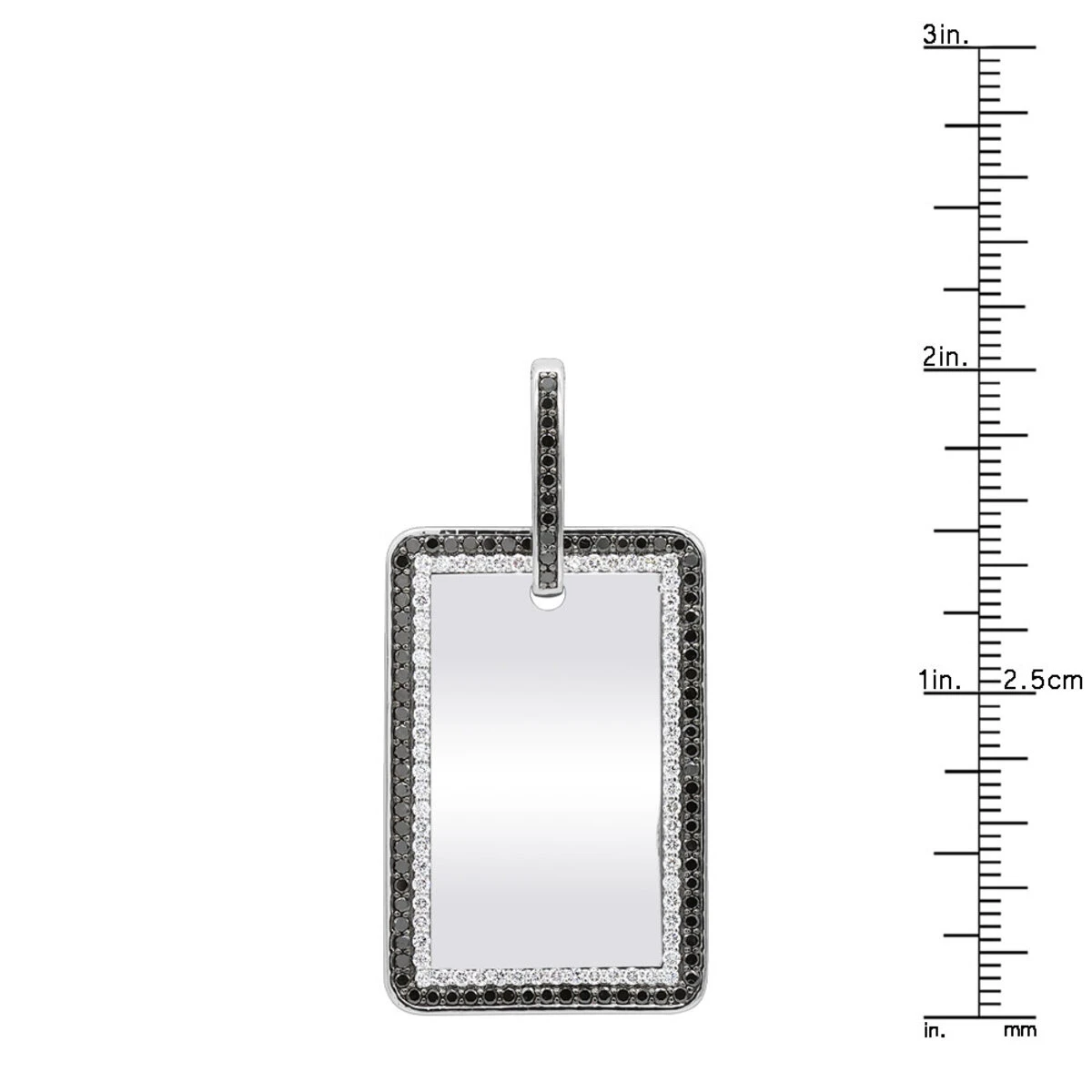 Engravable 2 Carat Black And White Diamond Dog Tag Pendant For Men 14K White Gold 8 Engravable 2 Carat Black And White Diamond Dog Tag Pendant For Men 14K White Gold - Image 8