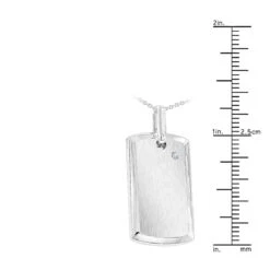 Engravable Sterling Silver Diamond Dog Tag Pendant For Men & Chain Necklace -Urban Jewels Shop jewelry engravable sterling silver diamond dog tag pendant for men chain necklace ruler