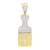 Hip Hop Fancy Afro Pick Comb Diamond Pendant For Men 10K Yellow Gold