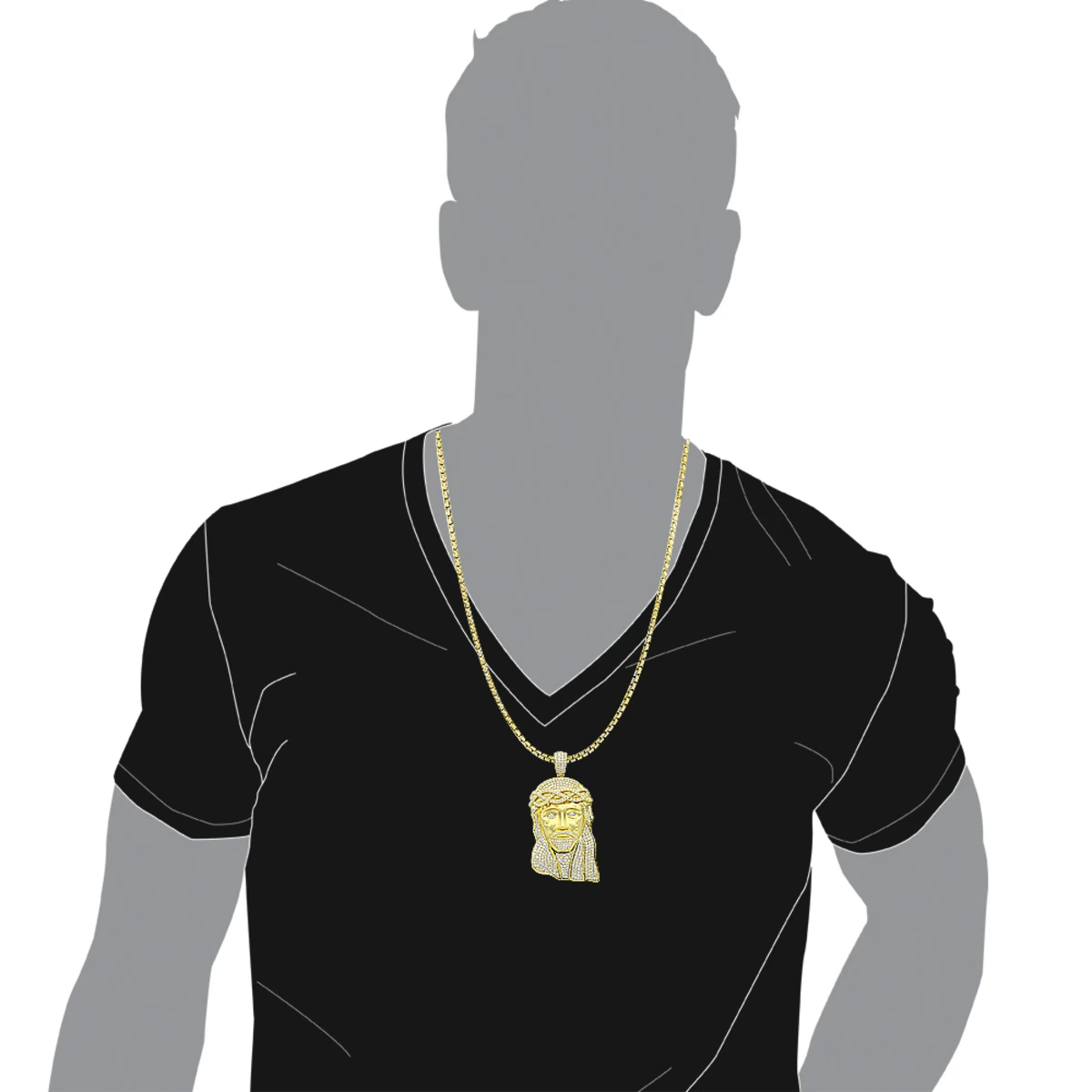 Large 18K Yellow Gold Hip Hop Jesus Face VS Diamond Pendant For Men 5 Large 18K Yellow Gold Hip Hop Jesus Face VS Diamond Pendant For Men - Image 5