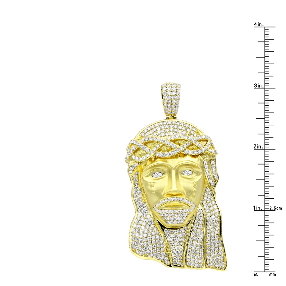Large 18K Yellow Gold Hip Hop Jesus Face VS Diamond Pendant For Men 6 Large 18K Yellow Gold Hip Hop Jesus Face VS Diamond Pendant For Men - Image 6