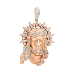 Unique Hip Hop Large Diamond 14K White Gold Jesus Head Pendant -Urban Jewels Shop jewelry hip hop jewelry pieces unique large diamond 14k gold jesus head pendant ro