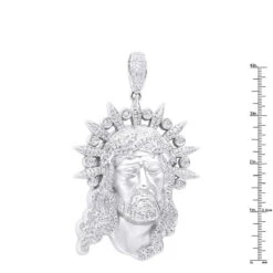 Unique Hip Hop Large Diamond 14K White Gold Jesus Head Pendant -Urban Jewels Shop jewelry hip hop jewelry pieces unique large diamond 14k gold jesus head pendant rulerwh