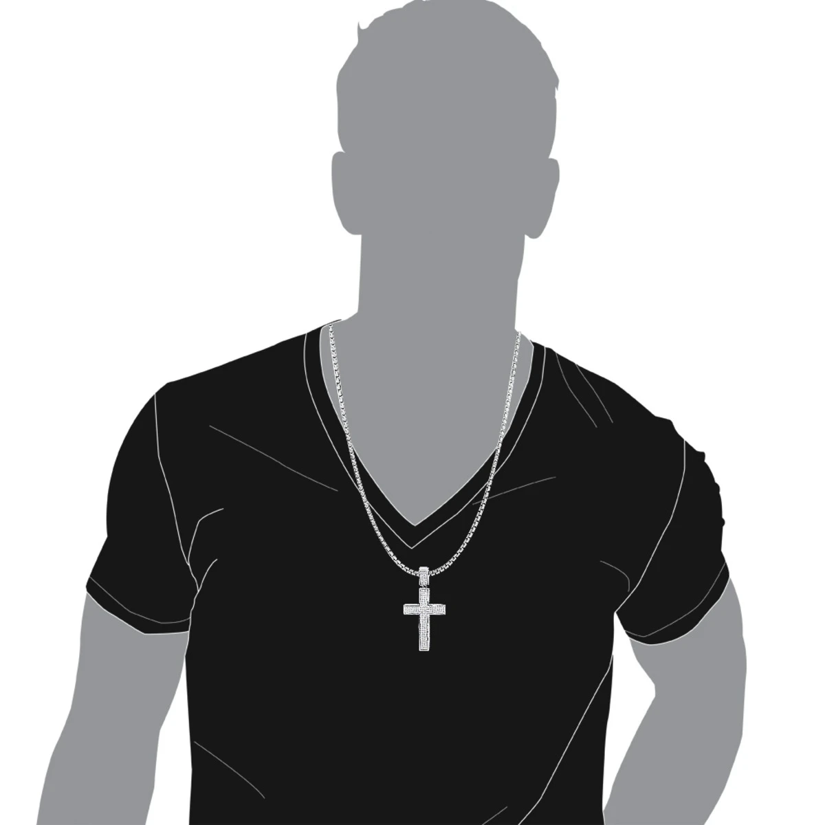 Large Iced Out Diamond Cross Pendant For Men 14K White Gold Side Diamonds 7 Large Iced Out Diamond Cross Pendant For Men 14K White Gold Side Diamonds - Image 7