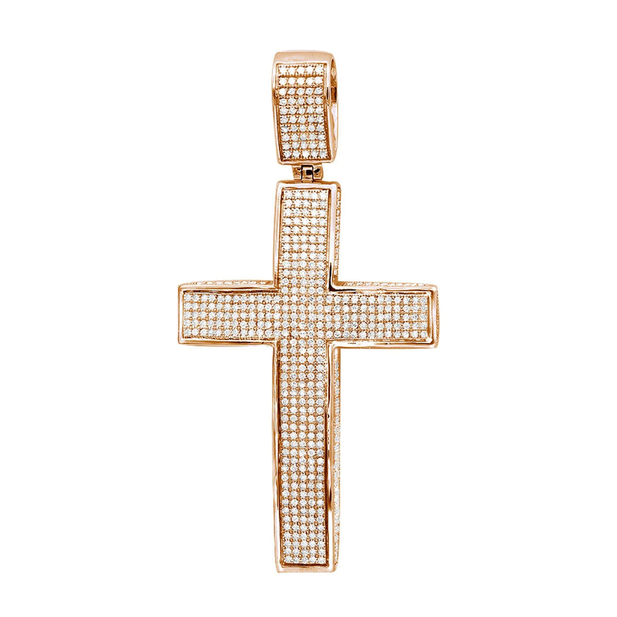 Large Iced Out Diamond Cross Pendant For Men 14K White Gold Side Diamonds 3 Large Iced Out Diamond Cross Pendant For Men 14K White Gold Side Diamonds - Image 3