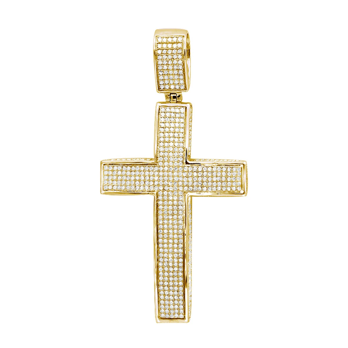 Large Iced Out Diamond Cross Pendant For Men 14K White Gold Side Diamonds 2 Large Iced Out Diamond Cross Pendant For Men 14K White Gold Side Diamonds - Image 2