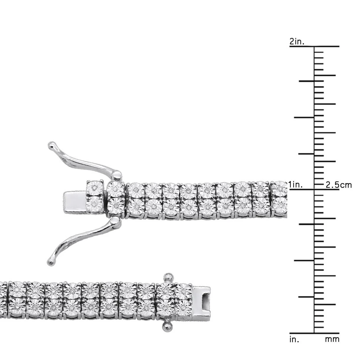 Men's Diamond Tennis Necklace In Real Sterling Silver 2 Rows Genuine Diamonds 4 Men's Diamond Tennis Necklace In Real Sterling Silver 2 Rows Genuine Diamonds - Image 4
