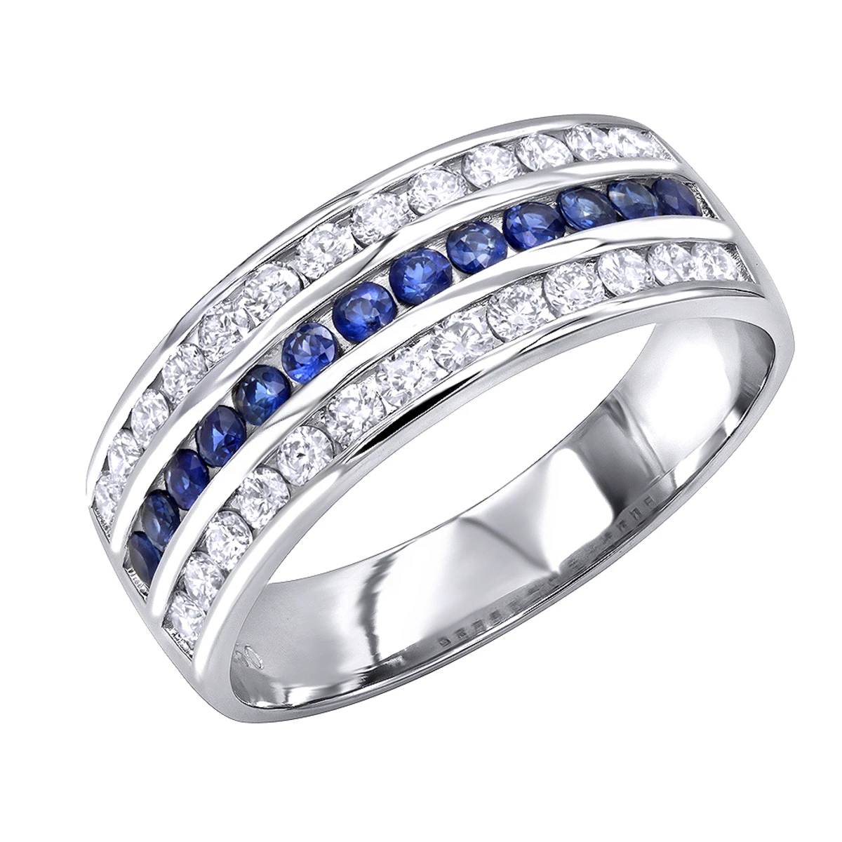 Platinum Sapphire And Diamond Wedding Band For Men Or Women By Luxurman 1 Platinum Sapphire And Diamond Wedding Band For Men Or Women By Luxurman