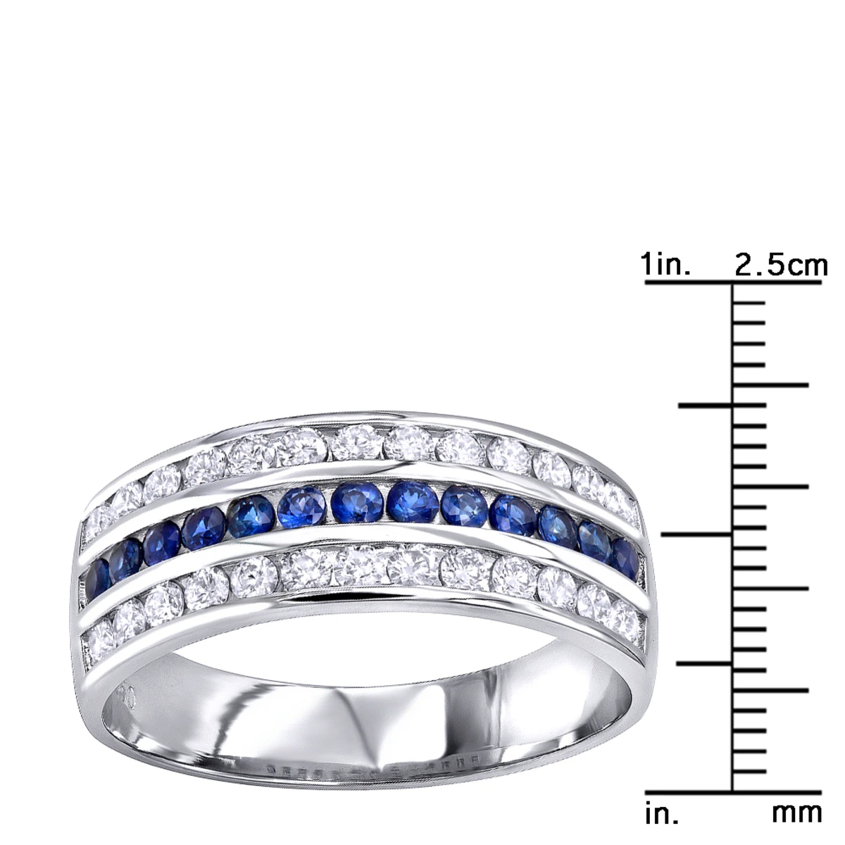 Platinum Sapphire And Diamond Wedding Band For Men Or Women By Luxurman 3 Platinum Sapphire And Diamond Wedding Band For Men Or Women By Luxurman - Image 3