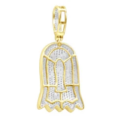 10K Yellow Gold Emoji Ghost Haloween Diamond Pendant For Men 1.2ct -Urban Jewels Shop jewelry real 10k gold emoji ghost haloween diamond pendant for men 12ct backye