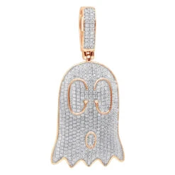 10K Yellow Gold Emoji Ghost Haloween Diamond Pendant For Men 1.2ct -Urban Jewels Shop jewelry real 10k gold emoji ghost haloween diamond pendant for men 12ct ro