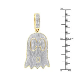 10K Yellow Gold Emoji Ghost Haloween Diamond Pendant For Men 1.2ct -Urban Jewels Shop jewelry real 10k gold emoji ghost haloween diamond pendant for men 12ct rulerye