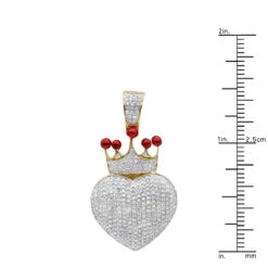 10K Yellow Gold Fully Iced Out Puffed Diamond Crown Heart Pendant 1 Carat -Urban Jewels Shop jewelry real 14k gold fully iced out puffed diamond crown heart pendant 1 carat rulerye