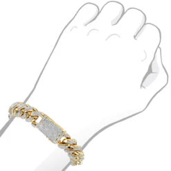 Real Diamond Miami Cuban Link Chain Bracelet For Men 10K Yellow Gold 14mm -Urban Jewels Shop jewelry real diamond miami cuban link chain bracelet for men in 10k gold 14mm bodye