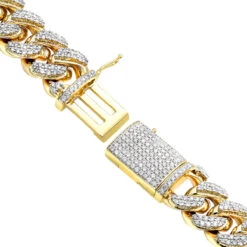 Real Diamond Miami Cuban Link Chain Bracelet For Men 10K Yellow Gold 14mm -Urban Jewels Shop jewelry real diamond miami cuban link chain bracelet for men in 10k gold 14mm boxye