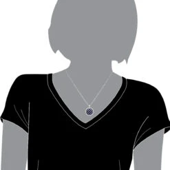 Royal Halo Round Shape Diamond Pendant For Women With Sapphires 14K White Gold -Urban Jewels Shop jewelry royal halo round shape diamond pendant for women with sapphires 14k gold bodwh 1