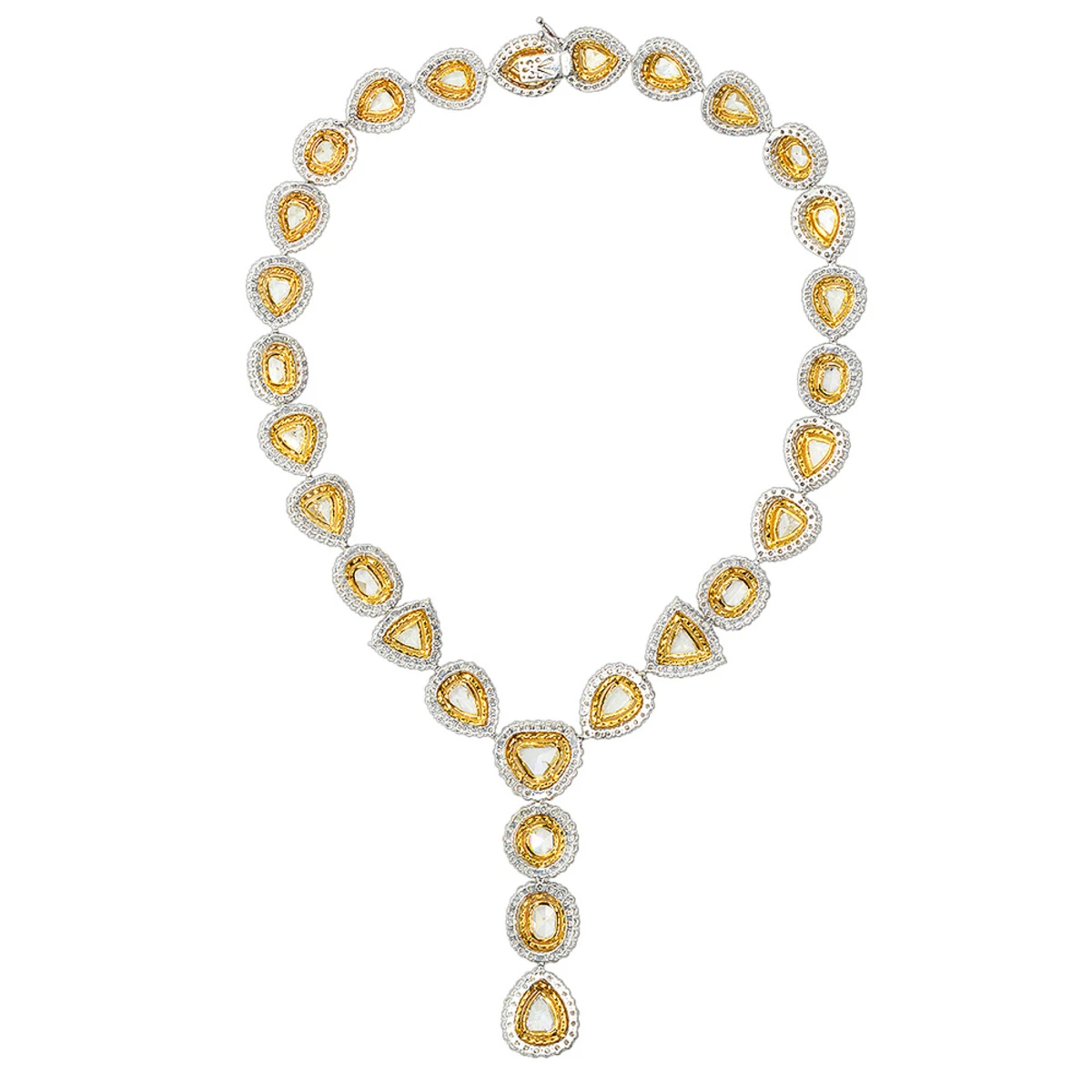 Royal Style Ladies Yellow And White Diamond Necklace 18K Gold 53.17ct 2 Royal Style Ladies Yellow And White Diamond Necklace 18K Gold 53.17ct - Image 2