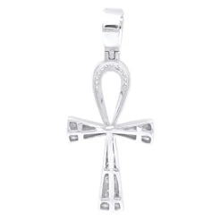 Small Egyptian Ankh Diamond Cross Pendant 14K White Gold Symbol Of Life 0.2ct -Urban Jewels Shop jewelry small egyptian ankh diamond cross pendant in 14k gold symbol of life 02ct backwh