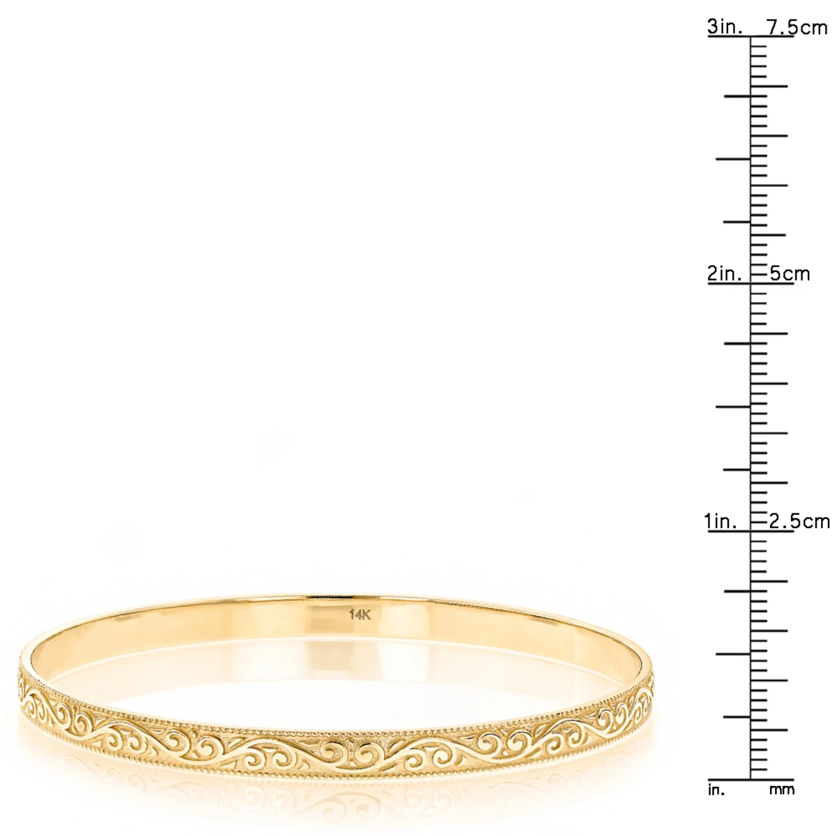 Solid 14K Yellow Gold Floral Bangle Bracelet For Women By Luxurman 5 Solid 14K Yellow Gold Floral Bangle Bracelet For Women By Luxurman - Image 5