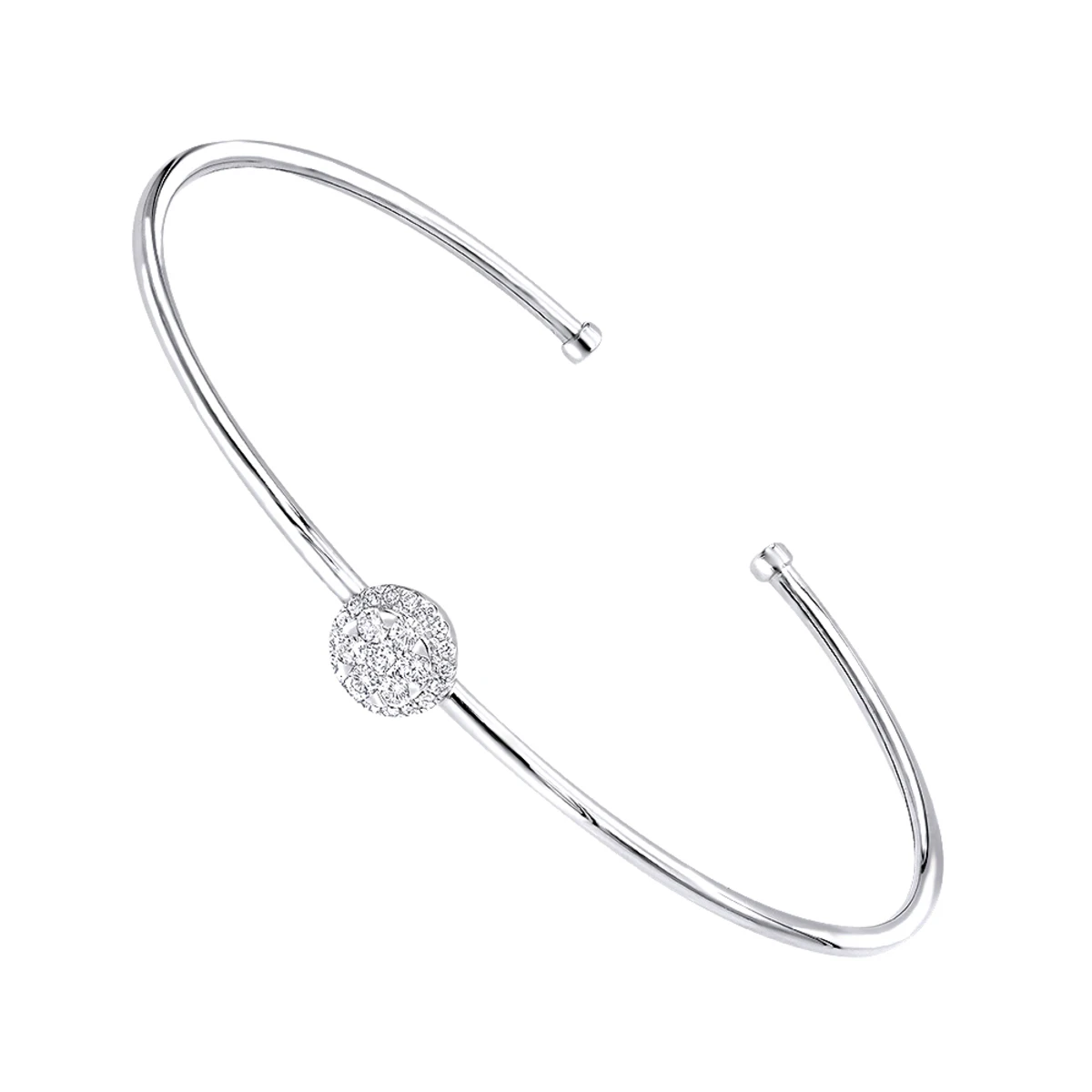 Stackable 14K White Gold Pave Diamond Bangle Bracelet For Women 0.42ct Luxurman 1 Stackable 14K White Gold Pave Diamond Bangle Bracelet For Women 0.42ct Luxurman