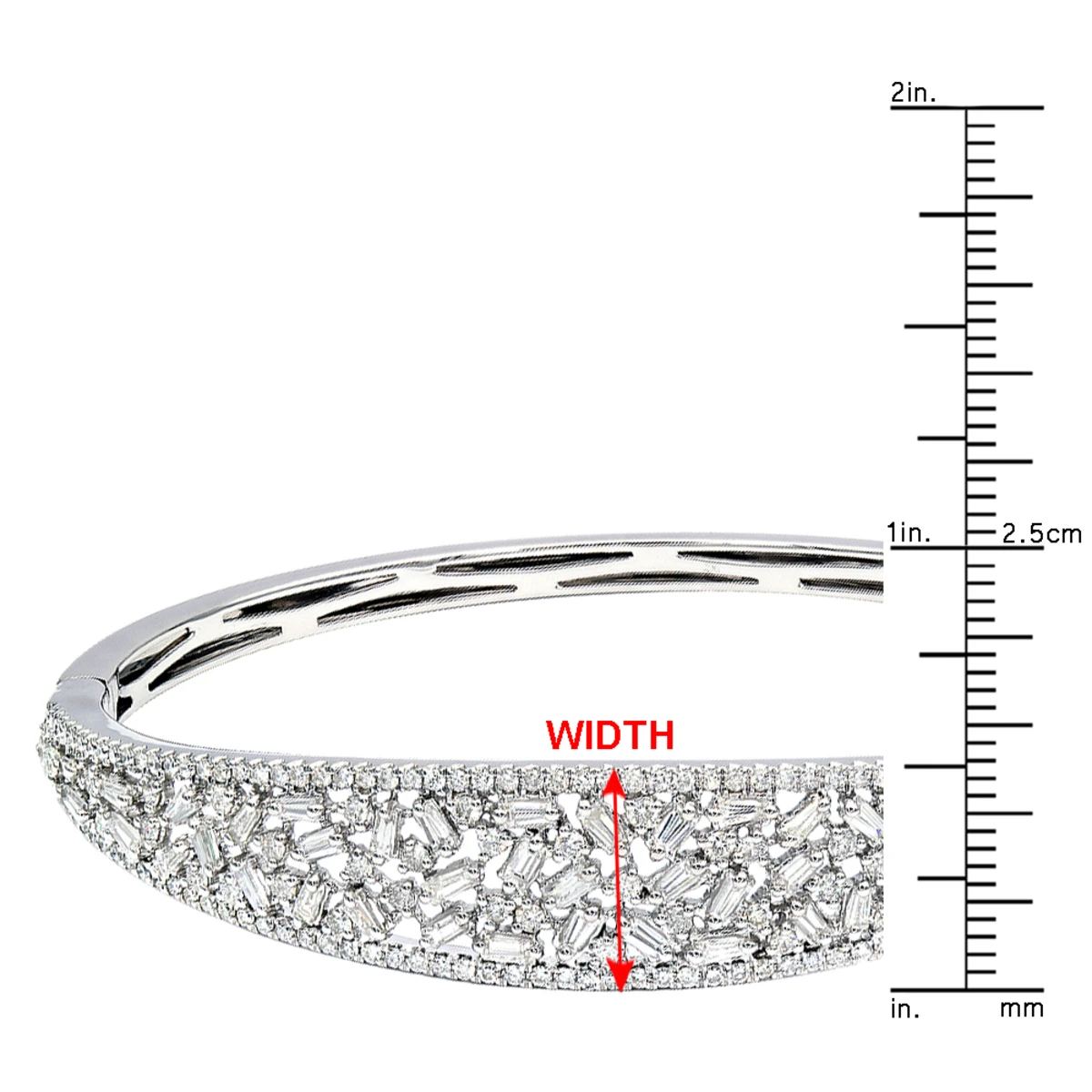 Unique 14K White Gold Baguette & Round Diamond Bangle Bracelet For Women 3 Carat 6 Unique 14K White Gold Baguette & Round Diamond Bangle Bracelet For Women 3 Carat - Image 6