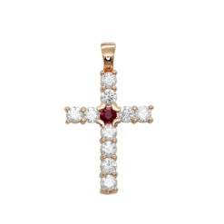 Unique 14K Yellow Gold Ruby And Diamond Cross Pendant For Women 1.33ct By Luxurman -Urban Jewels Shop jewelry unique 14k gold ruby and diamond cross pendant for women 133ct by luxurman ro