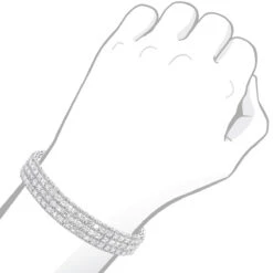 Unique 18K White Gold Round & Baguette Diamond Tennis Bracelet For Men & Women -Urban Jewels Shop jewelry unique 18k gold round baguette diamond tennis bracelet for men women bodwh