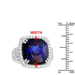 Unique 29.33 Carat Radiant Blue Sapphire & Diamond Ring For Women 18K White Gold -Urban Jewels Shop jewelry unique 2933 carat radiant blue sapphire diamond ring for women 18k gold rulerwh