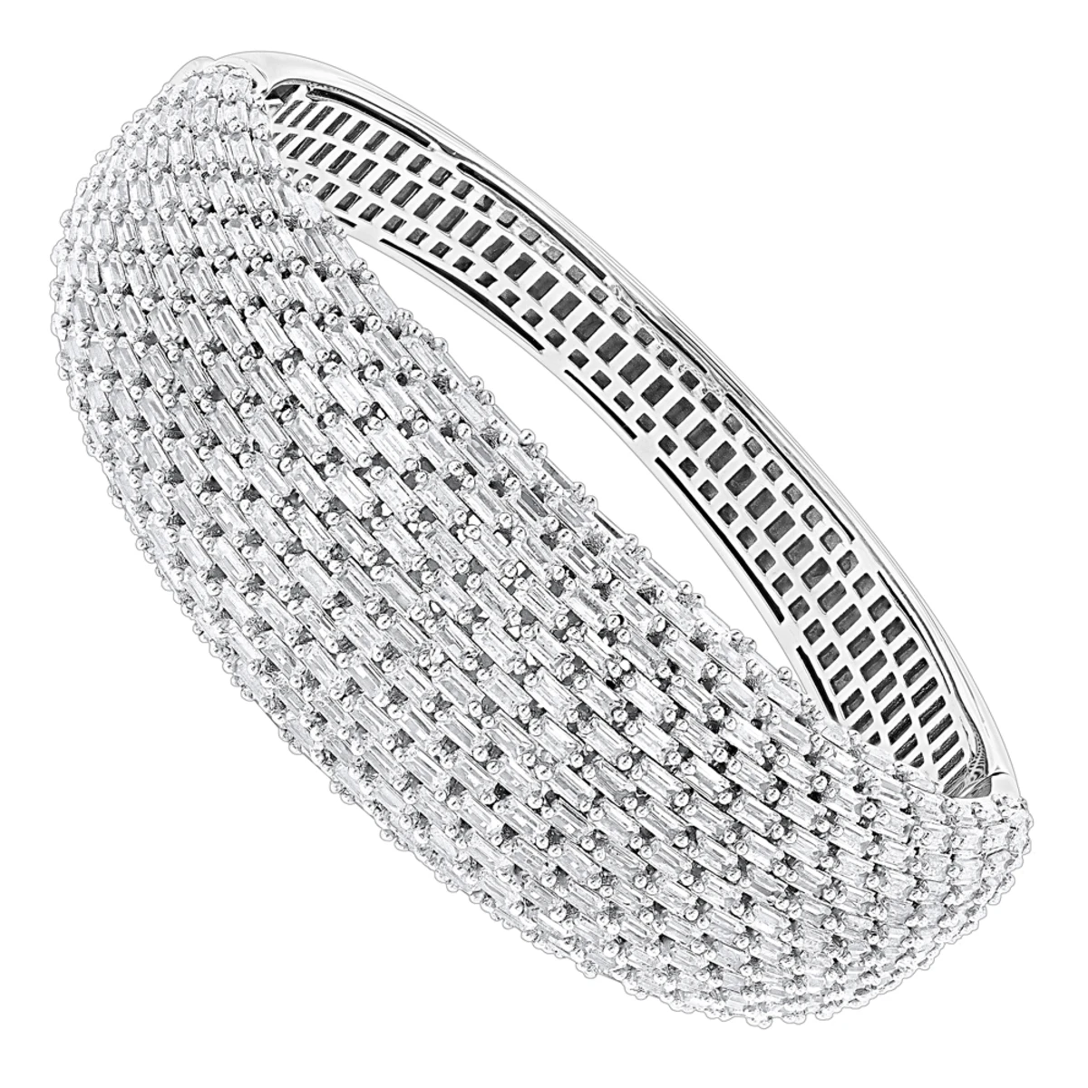 Unique Designer Diamond Bangle Bracelet For Women 12ct 14K White Gold 1 Unique Designer Diamond Bangle Bracelet For Women 12ct 14K White Gold