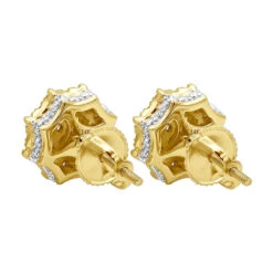 Unique Diamond Cluster Earrings 14K Yellow Gold Octagonal Shape Studs 1.2 Carat -Urban Jewels Shop jewelry unique diamond cluster earrings in 14k gold octagonal shape studs 12 carat 803190 backye