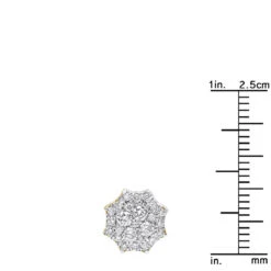 Unique Diamond Cluster Earrings 14K Yellow Gold Octagonal Shape Studs 1.2 Carat -Urban Jewels Shop jewelry unique diamond cluster earrings in 14k gold octagonal shape studs 12 carat 803190 rulerye