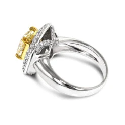 Unique Fancy Yellow Diamond Double Halo Engagement Ring 3.15ct -Urban Jewels Shop jewelry unique fancy yellow diamond double halo engagement ring 315ct backwh