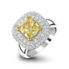 Unique Fancy Yellow Diamond Double Halo Engagement Ring 3.15ct