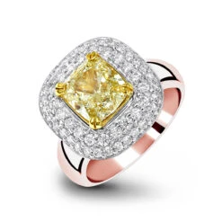 Unique Fancy Yellow Diamond Double Halo Engagement Ring 3.15ct -Urban Jewels Shop jewelry unique fancy yellow diamond double halo engagement ring 315ct ro