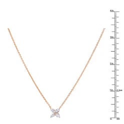 Unique Ladies 14K Rose Gold Flower Neckace With 1 Carat Marquise Cut Diamonds -Urban Jewels Shop jewelry unique ladies 14k gold flower neckace with 1 carat marquise cut diamonds rulerro