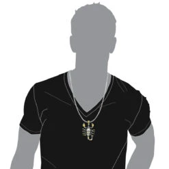 Unique Men's 14K White Gold White Blue Green Diamond Scorpion Pendant 9.5CTW -Urban Jewels Shop jewelry unique mens 14k gold white blue green diamond scorpion pendant 95ctw bodwh