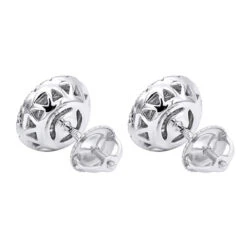 Unique 14K White Gold Large Diamond Stud Earrings Clusters 2 Carat Halo Look -Urban Jewels Shop jewelry unique real 14k gold large diamond stud earrings clusters 2 carat halo look backwh