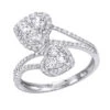 Unique Two Hearts Diamond Ring For Women 0.8CT 14K White Gold By Luxurman