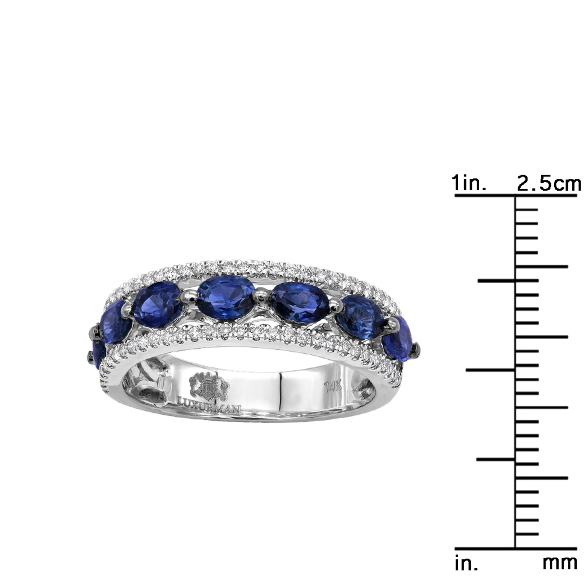Unique 3.5 Carat Diamond & Blue Sapphire 14K White Gold Band For Women 8 Unique 3.5 Carat Diamond & Blue Sapphire 14K White Gold Band For Women - Image 8